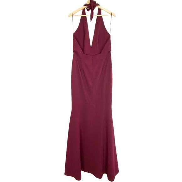 Dress The Population Camden Mermaid Hem Evening Gown – Burgundy, XL - Picture 4 of 12